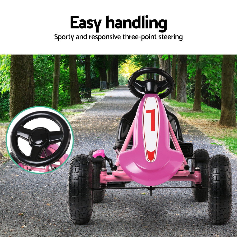 Kids Pedal Go Kart Car Ride On Toys Racing Bike Rubber Tyre Adjustable Seat Fast shipping sale