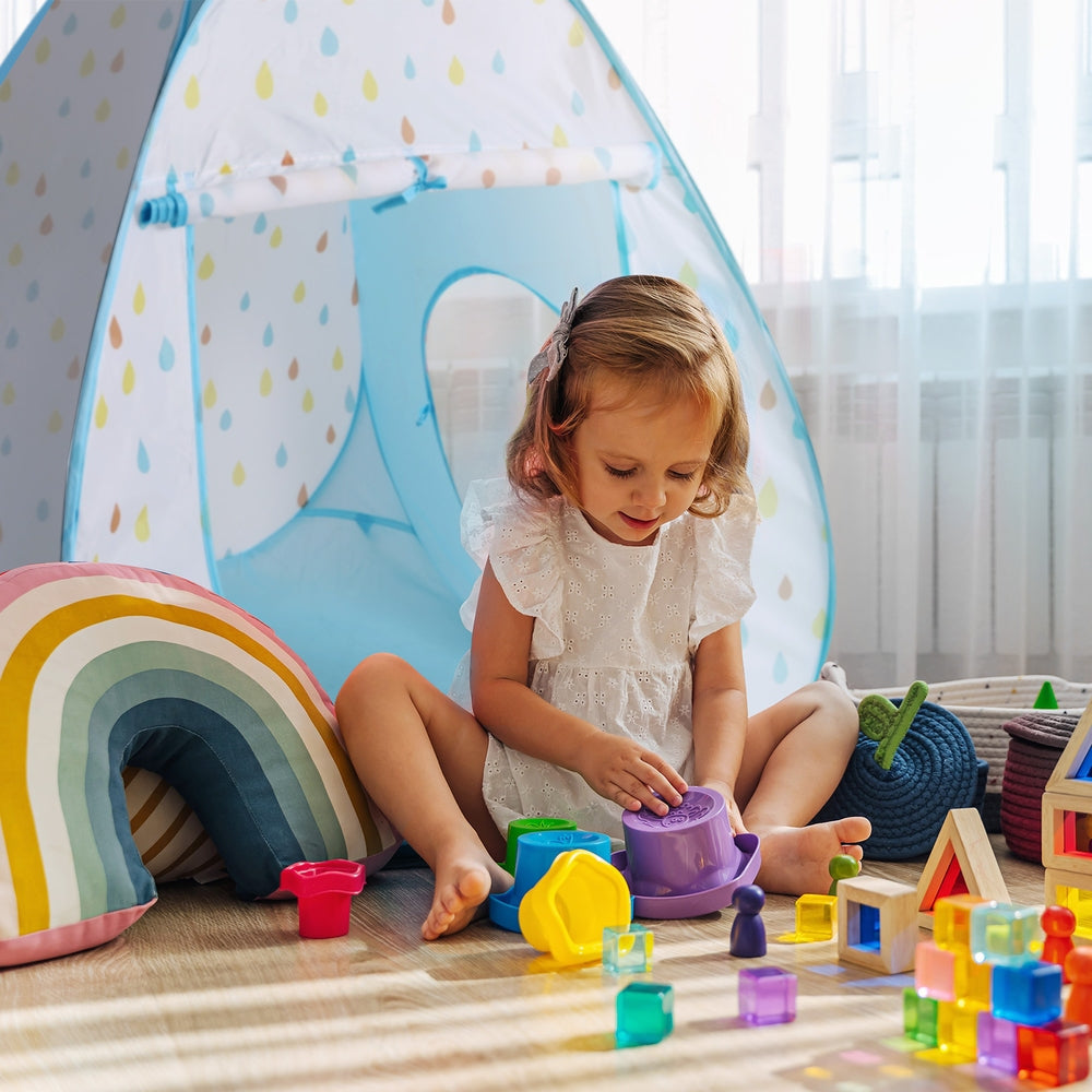 Kids Play Tent Pop Up Playhouse Ball Pit Tunnel Basketball Hoop Blue Toys Fast shipping On sale