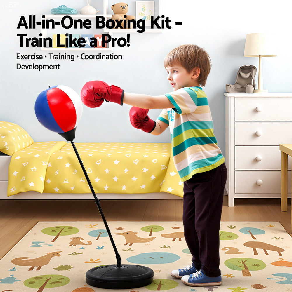 Kids Punching Bag Stand Set Adjustable 76-112cm with Gloves & Pump Sports Fitness Fast shipping On sale
