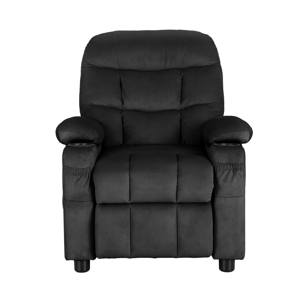 Kids Recliner Chair Black Velvet Sofa Lounge Couch Children Charis Armchair Furniture Fast shipping On sale