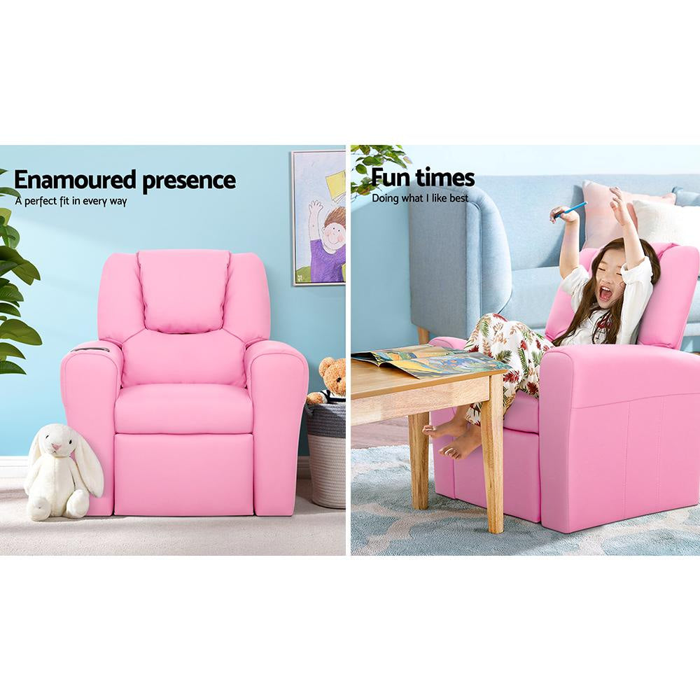 Kids Recliner Chair Pink PU Leather Sofa Lounge Couch Children Armchair Furniture Fast shipping On sale