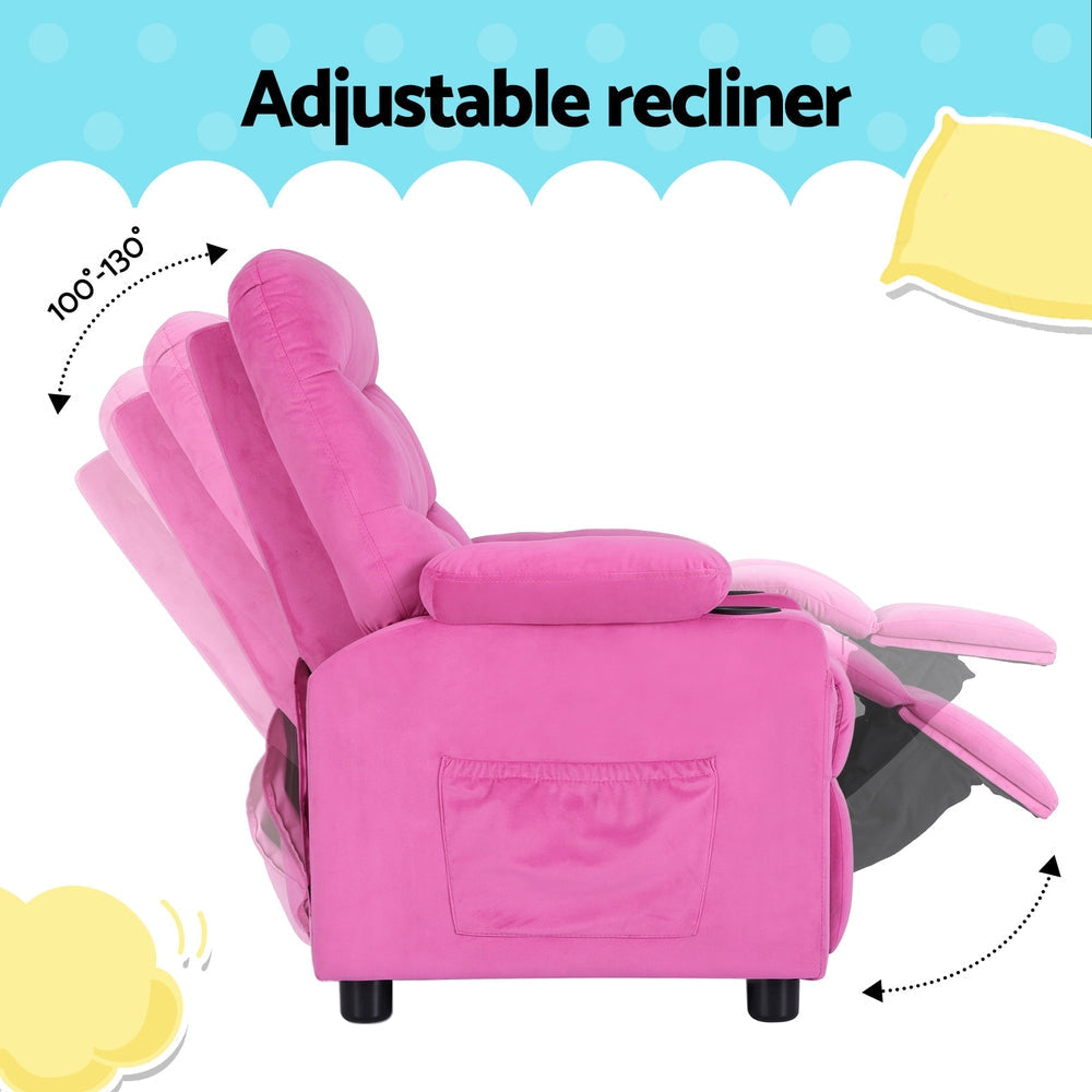 Kids Recliner Chair Pink Velvet Sofa Lounge Couch Children Charis Armchair Furniture Fast shipping On sale