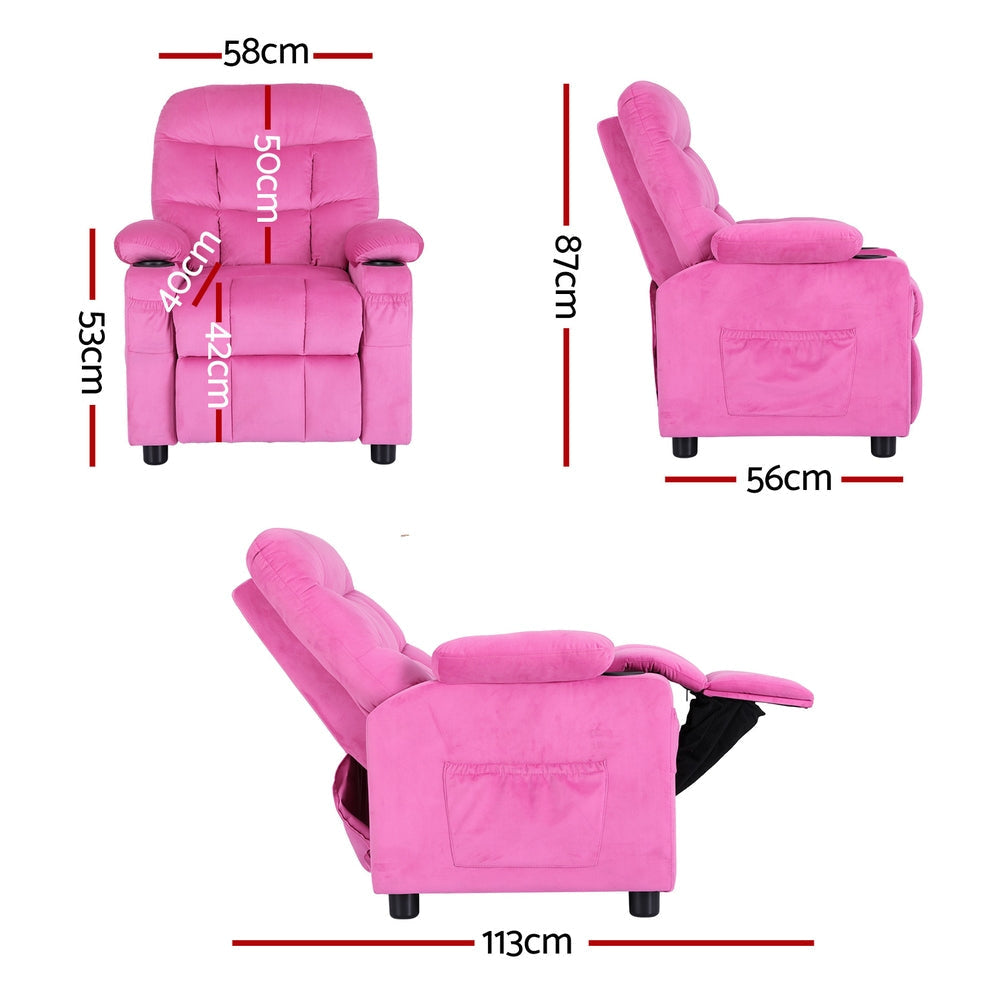 Kids Recliner Chair Pink Velvet Sofa Lounge Couch Children Charis Armchair Furniture Fast shipping On sale