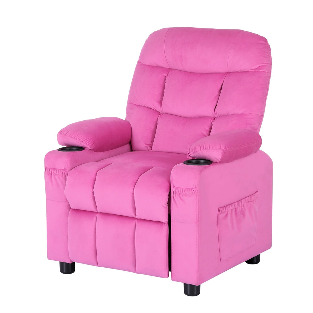 Kids Recliner Chair Pink Velvet Sofa Lounge Couch Children Charis Armchair Furniture Fast shipping On sale