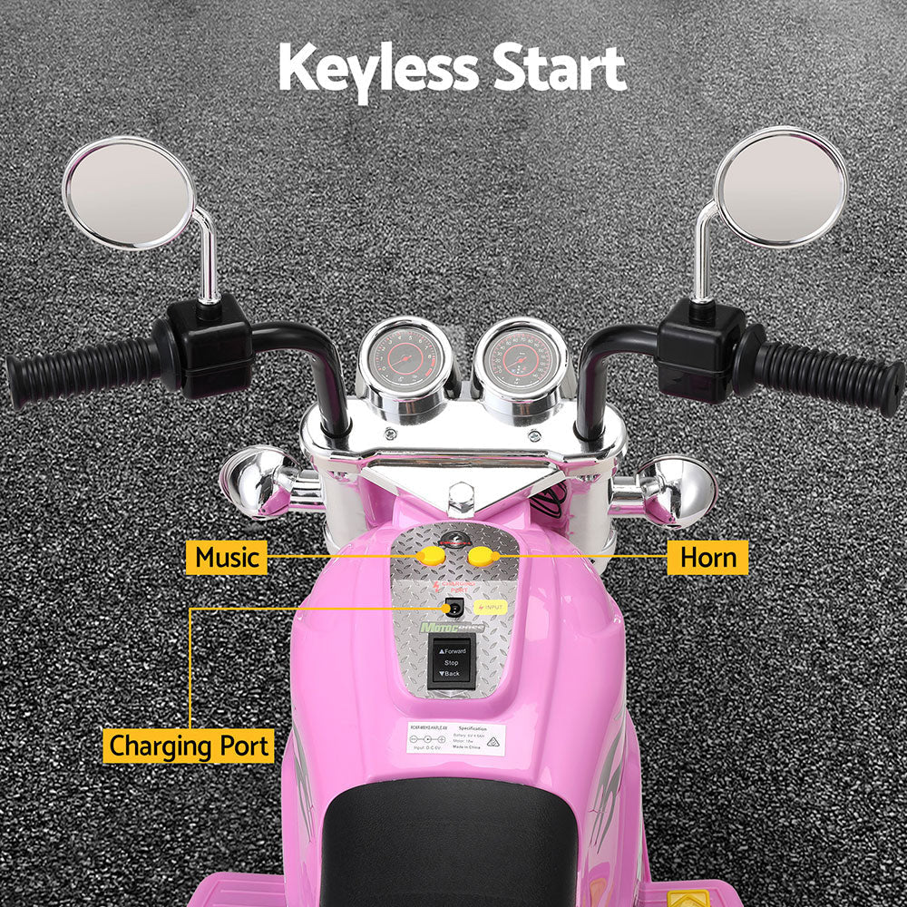 Kids Ride On Car Motorcycle Motorbike Electric Toys Horn Music 6V Pink Fast shipping sale