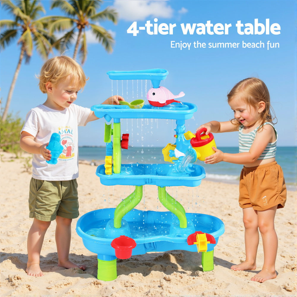 Momentous Living - Kids Sand and Water Table 4-Tier Waterfall Sandpit ...