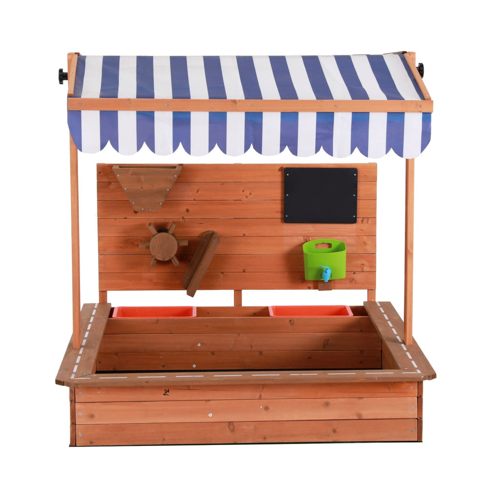 Kids Sandpit Wooden Canopy Sandbox With Cover Funnel Outdoor Toys 110cm Fast shipping On sale