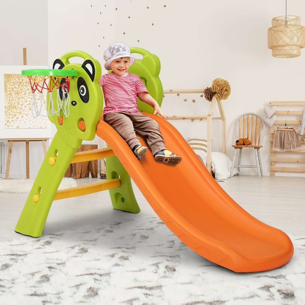 Kids Slide Basketball Hoop Activity Center Outdoor Toddler Play Set Orange Toys Fast shipping On sale
