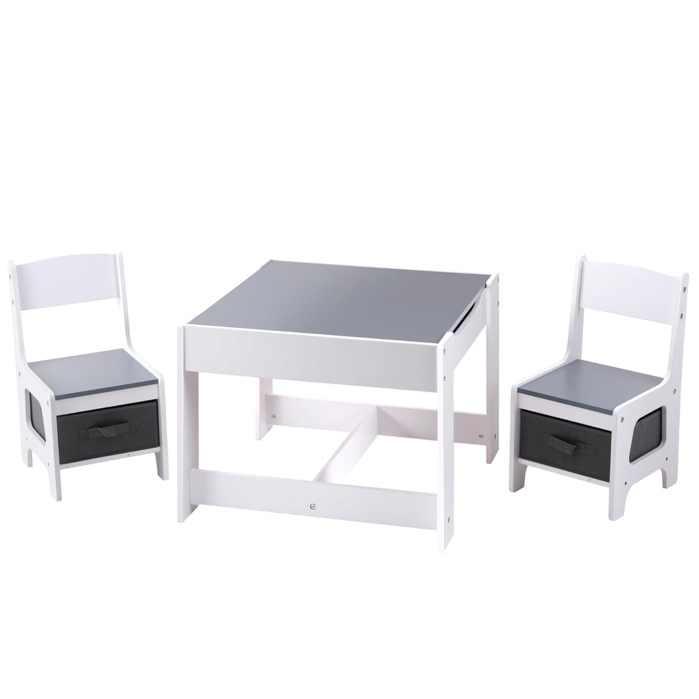 Kids Table and Chairs Set Play Activity Toys Storage Chalkboard Desk Grey Baby & Fast shipping On sale