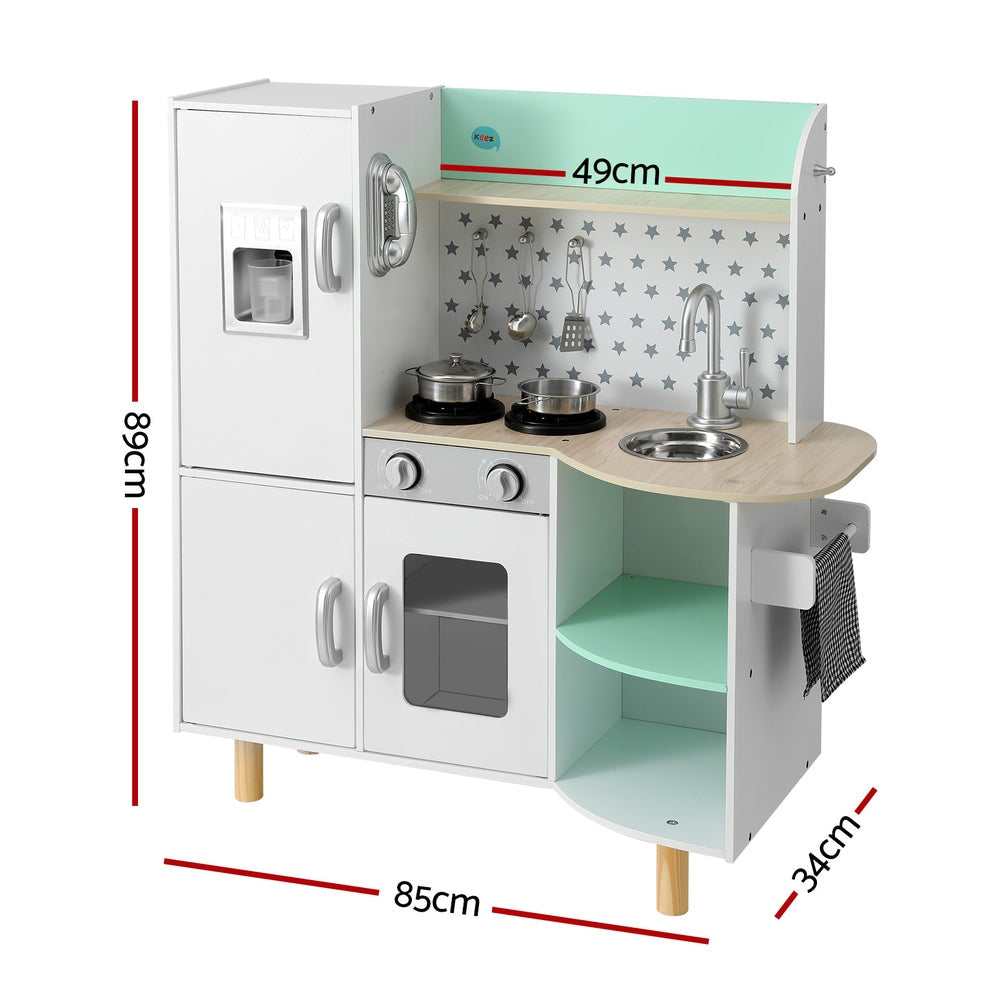 Kids Wooden Pretend Kitchen Play Sets Cooking Toys Oven Fridge 85CM Green Fast shipping On sale