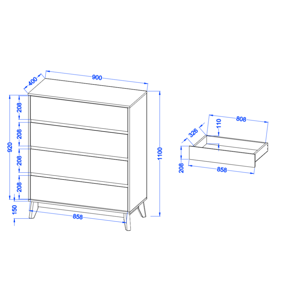 Killian Chest Of 4-Drawers Tallboy Storage Cabinet - Walnut Drawers Fast shipping On sale