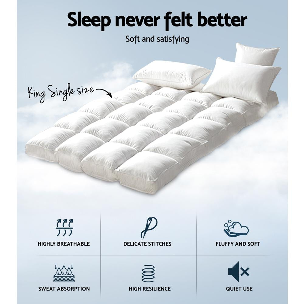 King Single Mattress Topper Bamboo Fibre Pillowtop Protector Fast shipping On sale