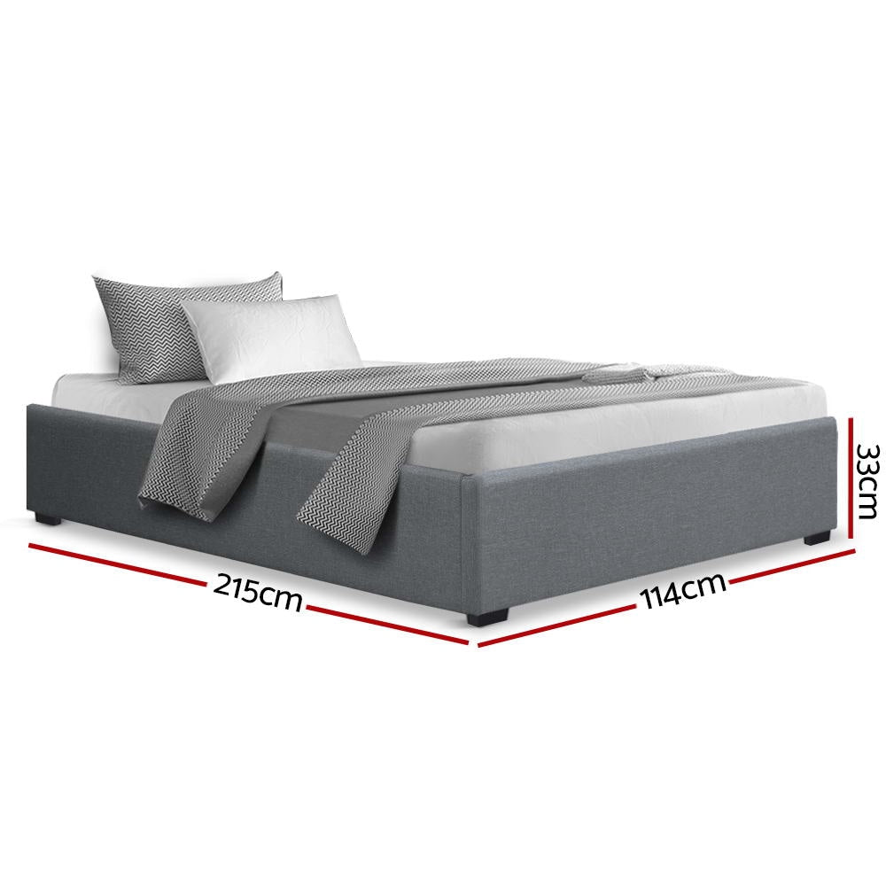 King Single Size Gas Lift Bed Frame Base With Storage Platform Fabric Fast shipping On sale