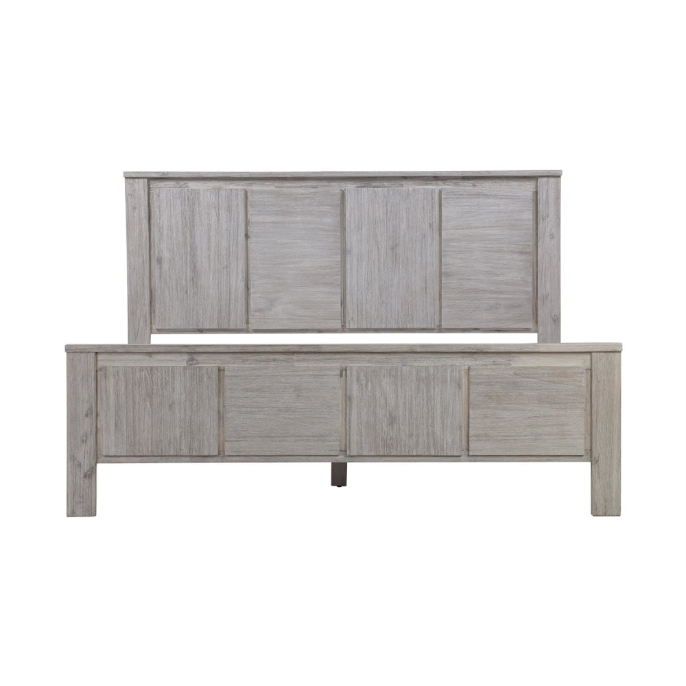 King Size Bed Frame with Solid Acacia Wood Veneered Construction in White Ash Colour Fast shipping On sale