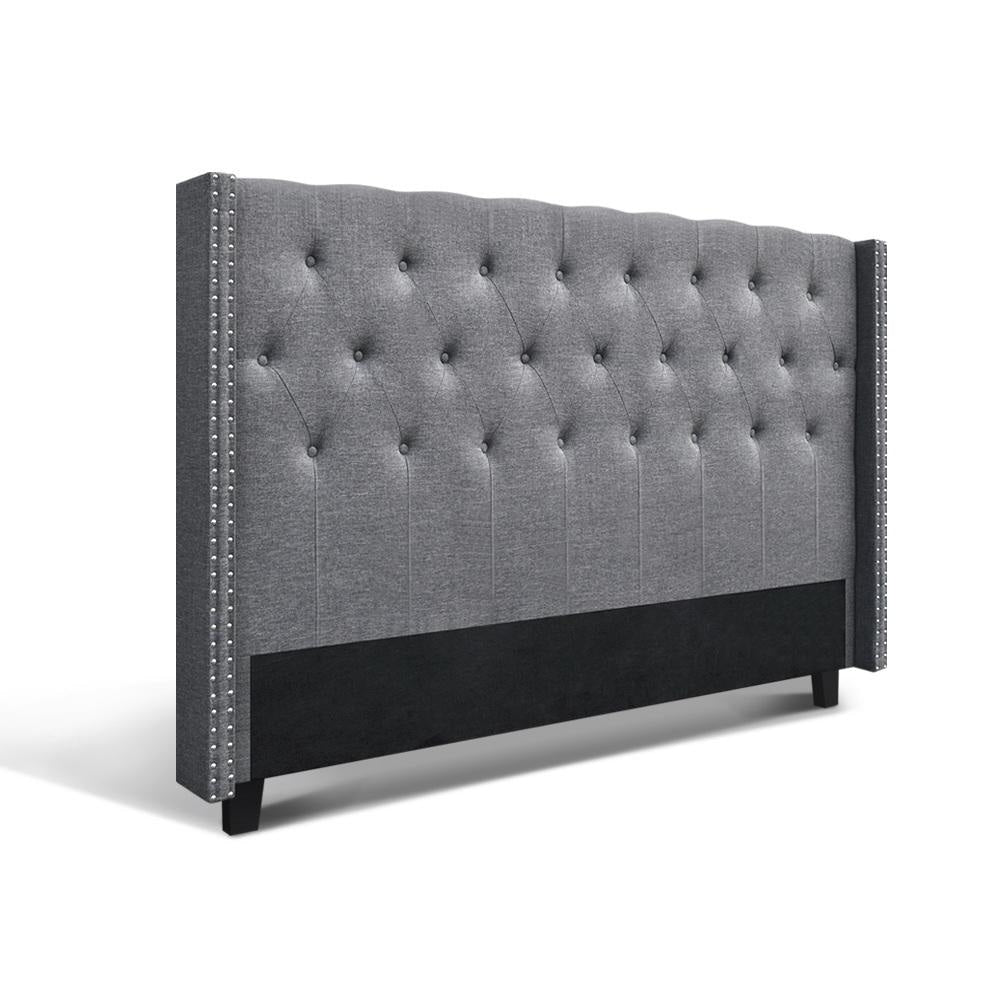 King Size Bed Head Headboard Bedhead Fabric Frame Base Grey LUCA Fast shipping On sale