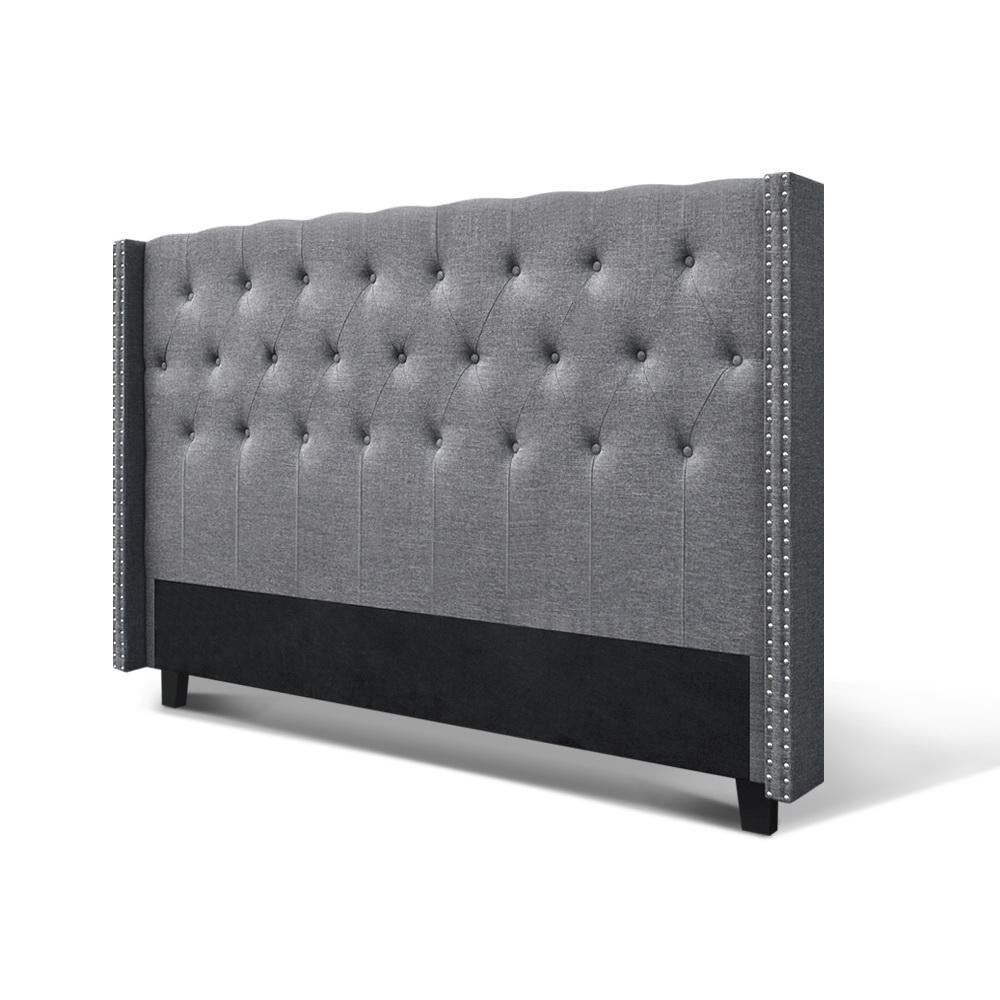 King Size Bed Head Headboard Bedhead Fabric Frame Base Grey LUCA Fast shipping On sale