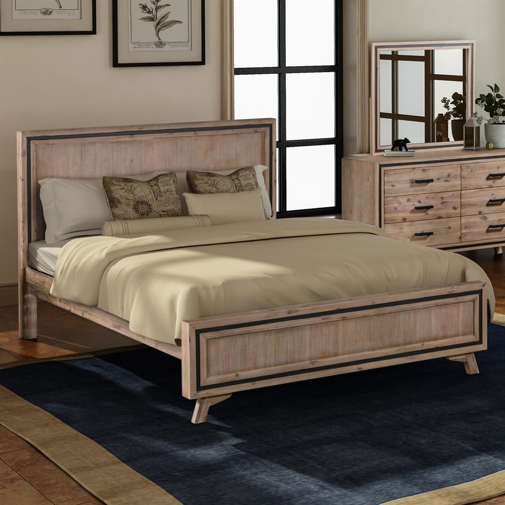 King Size Silver Brush Bed Frame in Acacia Wood Construction Fast shipping On sale