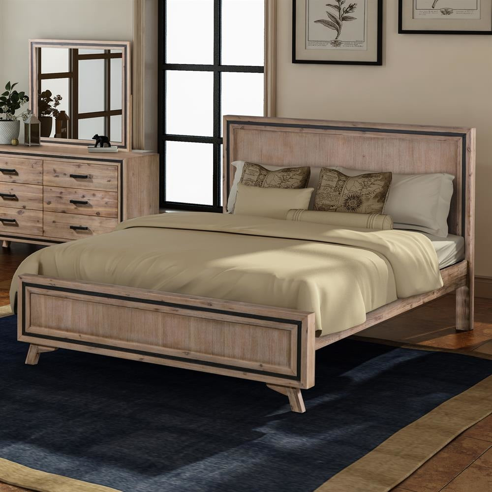 King Size Silver Brush Bed Frame in Acacia Wood Construction Fast shipping On sale