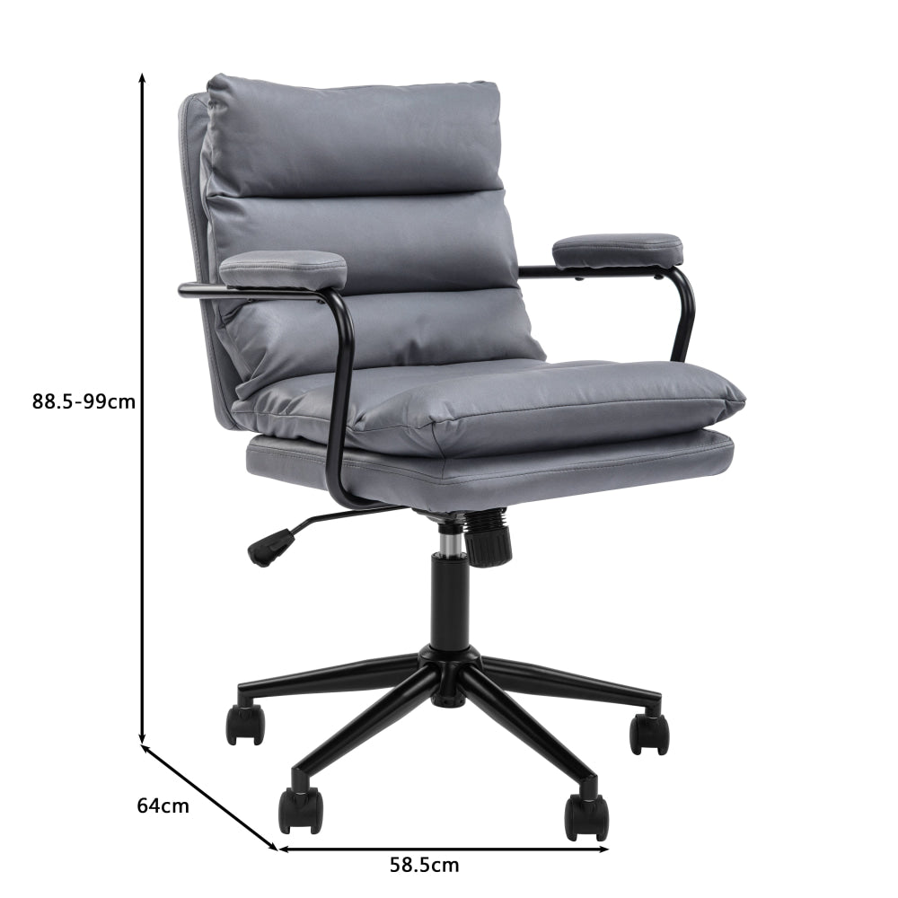 Kinsley Soft Pad PU Leather Office Task Desk Computer Chair Arms Rest Grey Fast shipping On sale