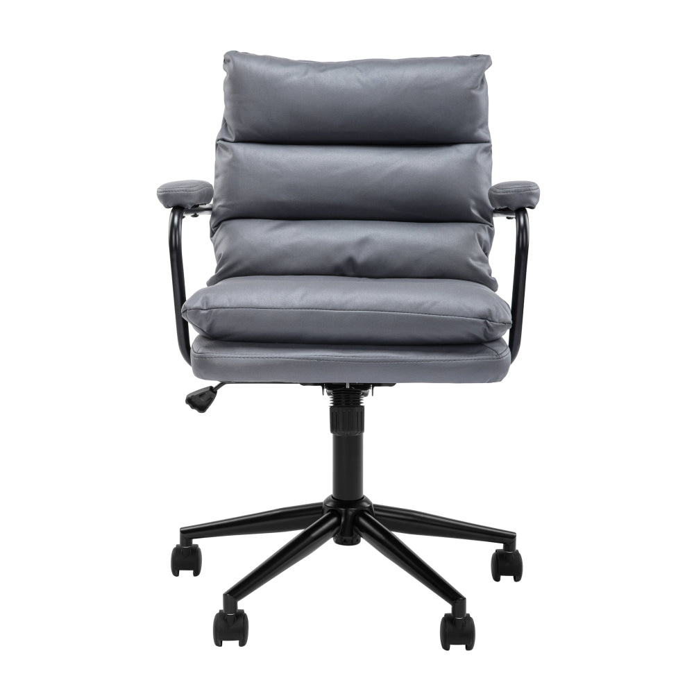 Kinsley Soft Pad PU Leather Office Task Desk Computer Chair Arms Rest Grey Fast shipping On sale