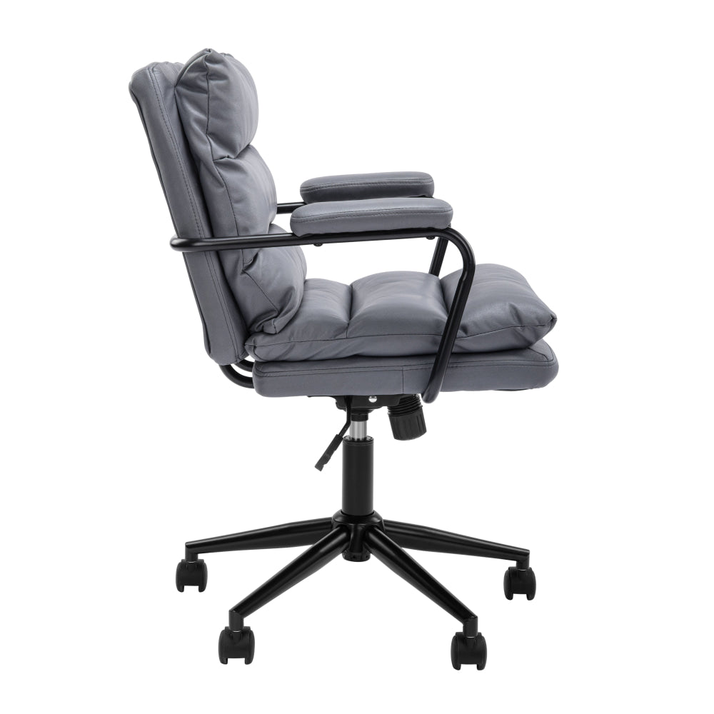 Kinsley Soft Pad PU Leather Office Task Desk Computer Chair Arms Rest Grey Fast shipping On sale