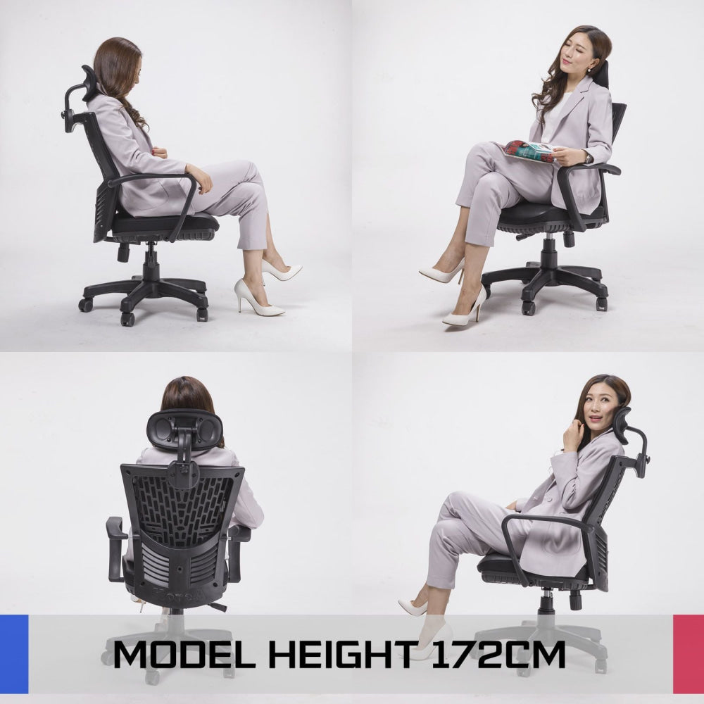 Korean Black Office Chair Ergonomic Chill Fast shipping On sale