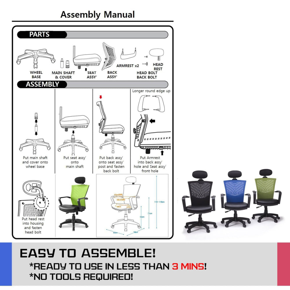 Korean Black Office Chair Ergonomic Chill Fast shipping On sale