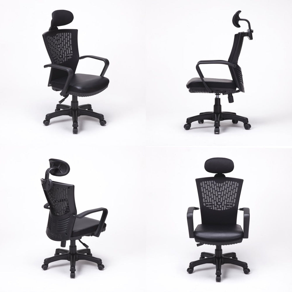 Korean Black Office Chair Ergonomic Chill Fast shipping On sale