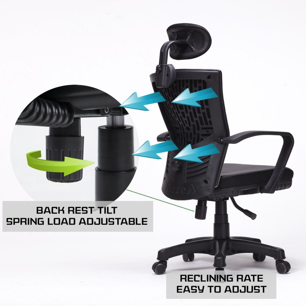 Korean Black Office Chair Ergonomic Cozy Fast shipping On sale