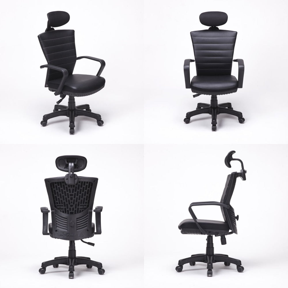 Korean Black Office Chair Ergonomic Cozy Fast shipping On sale