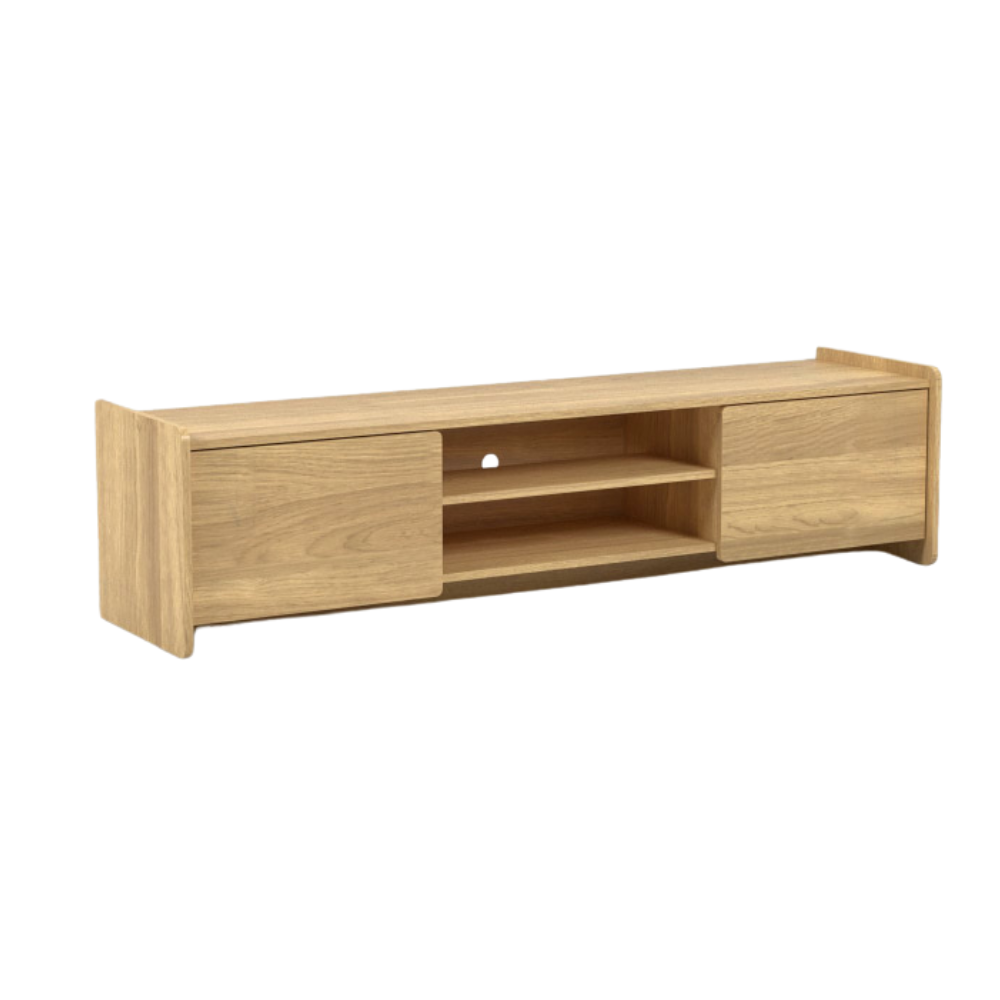 Kornas Wooden Lowline Entertainment Unit TV Stand 159cm W/ 2-Door Natural Fast shipping On sale