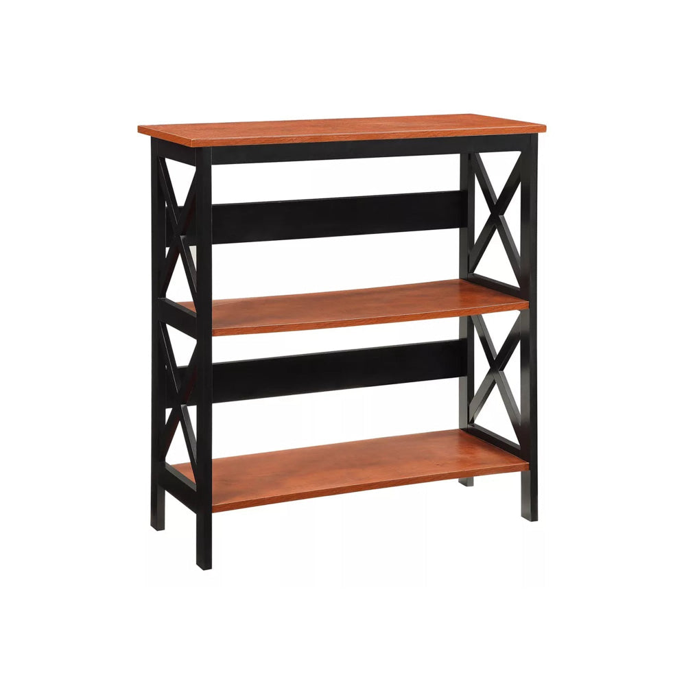 Krepin 3-Tier Low Wooden Bookcase Display Shelf Unit Black Fast shipping On sale