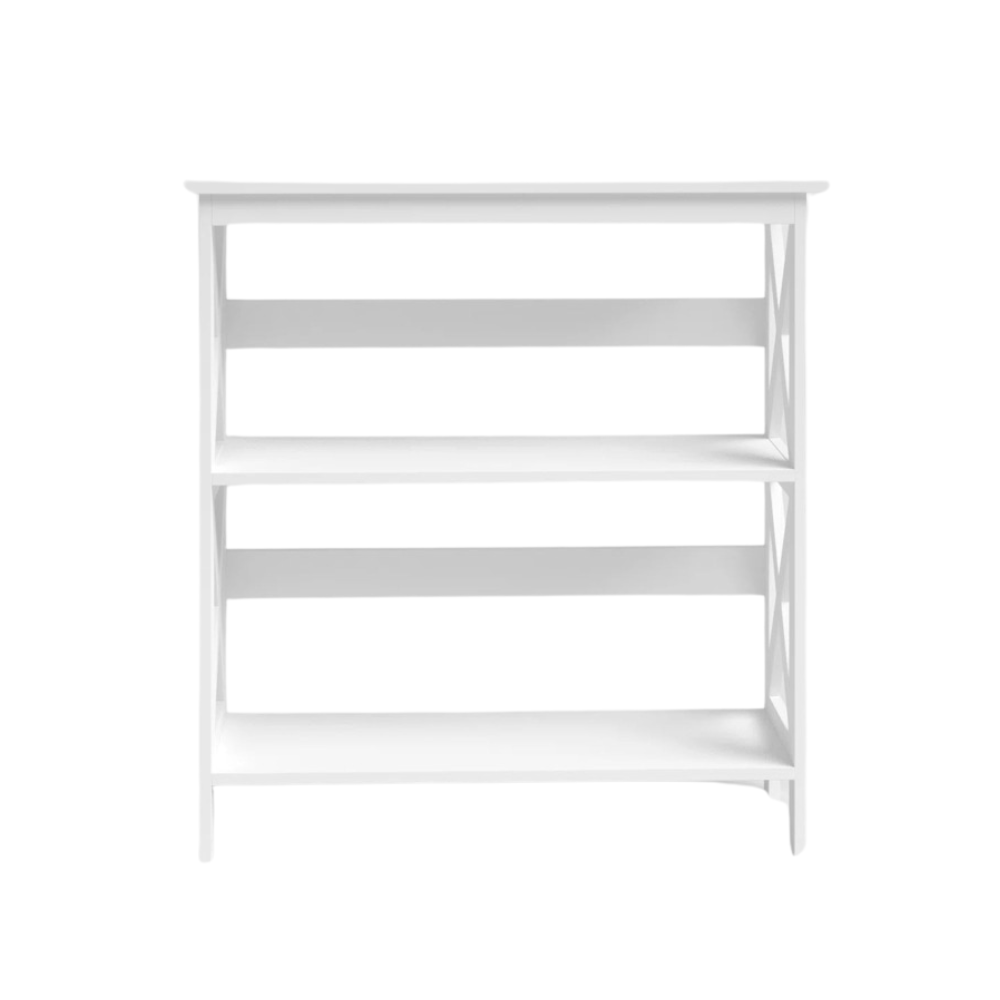 Krepin 3-Tier Low Wooden Bookcase Display Shelf Unit White Fast shipping On sale