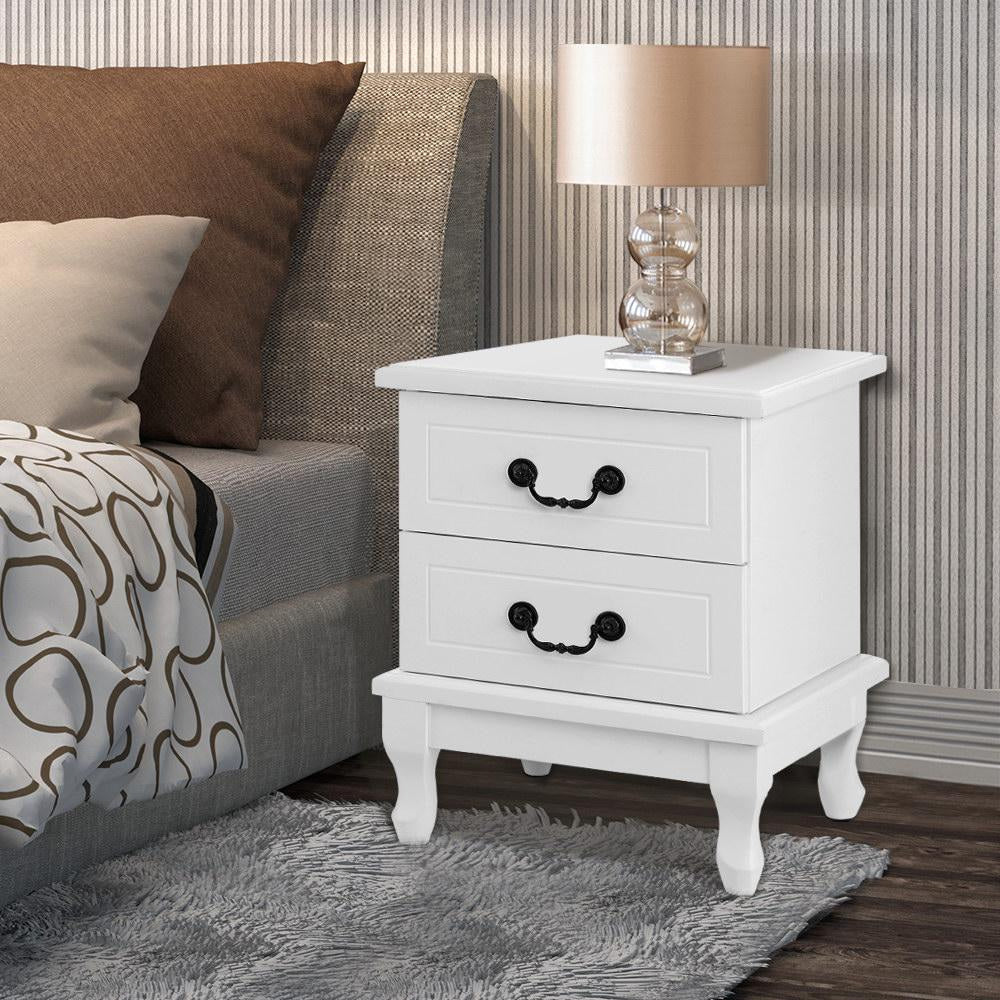 KUBI Bedside Tables 2 Drawers Side Table French Nightstand Storage Cabinet Fast shipping On sale