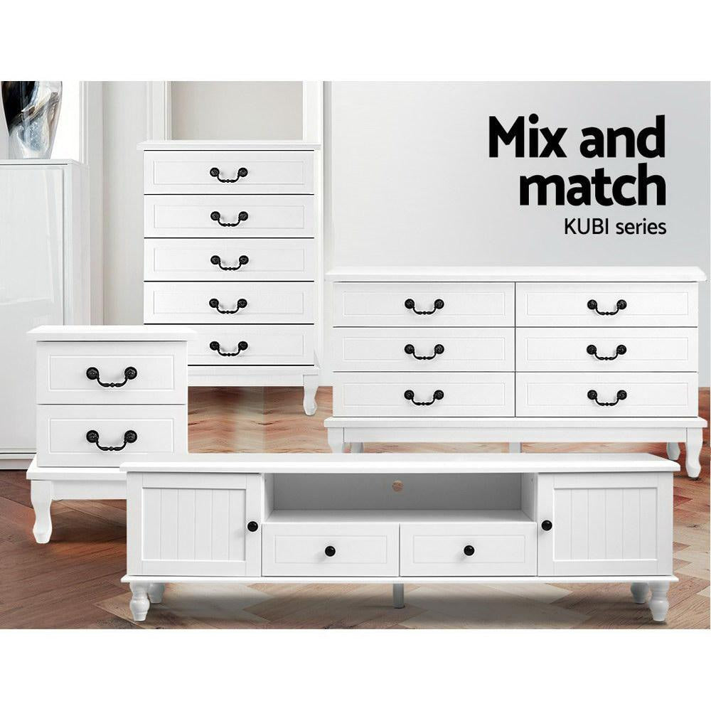 KUBI Bedside Tables 2 Drawers Side Table French Nightstand Storage Cabinet Fast shipping On sale