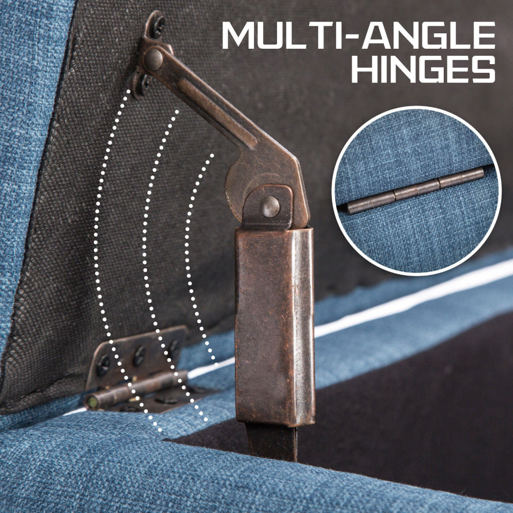 La Bella 102cm Dark Blue Storage Ottoman Stool Fabric Fast shipping On sale