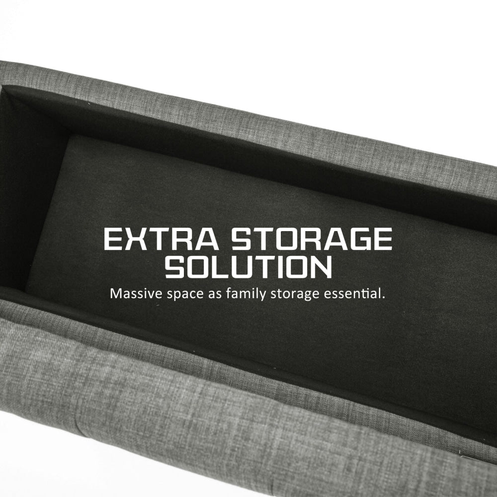 La Bella 102cm Dark Grey Storage Ottoman Stool Fabric Fast shipping On sale