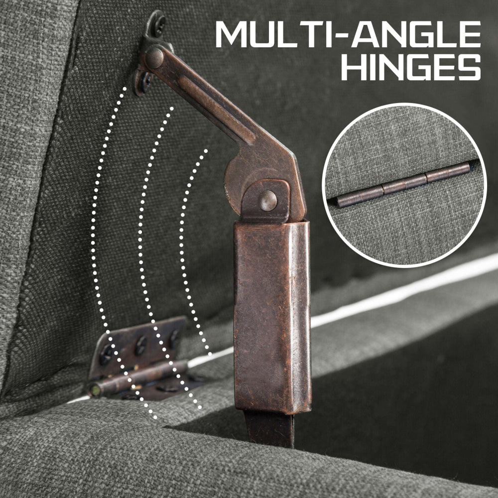 La Bella 102cm Dark Grey Storage Ottoman Stool Fabric Fast shipping On sale