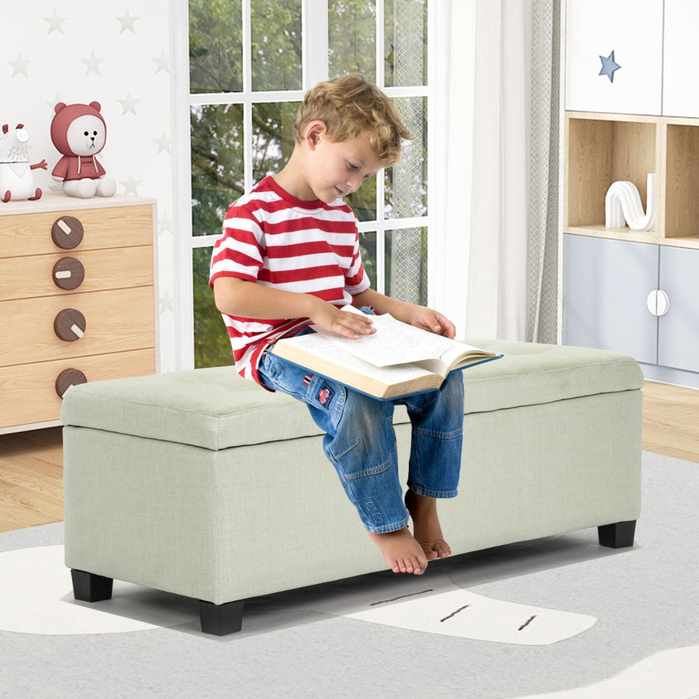 La Bella 102cm Light Green Storage Ottoman Stool Fabric Fast shipping On sale