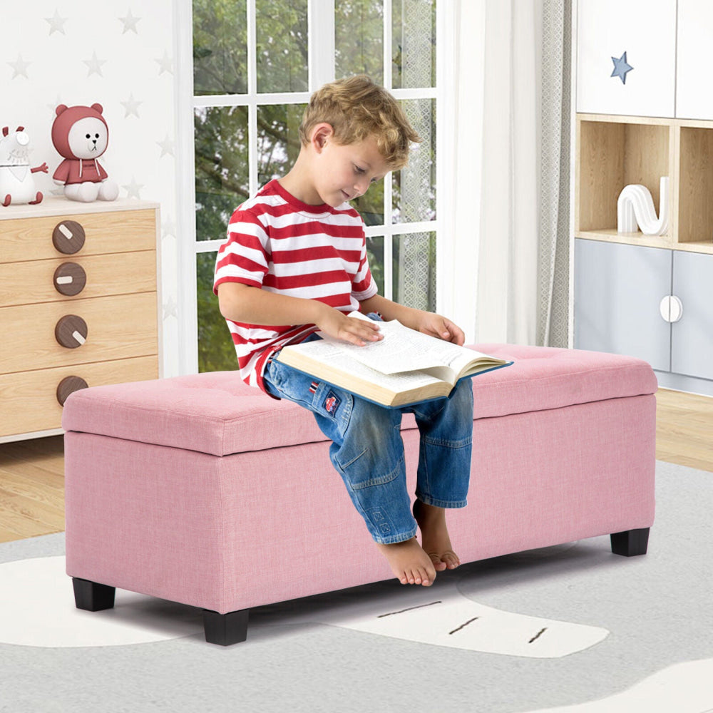 La Bella 102cm Pink Storage Ottoman Stool Fabric Fast shipping On sale
