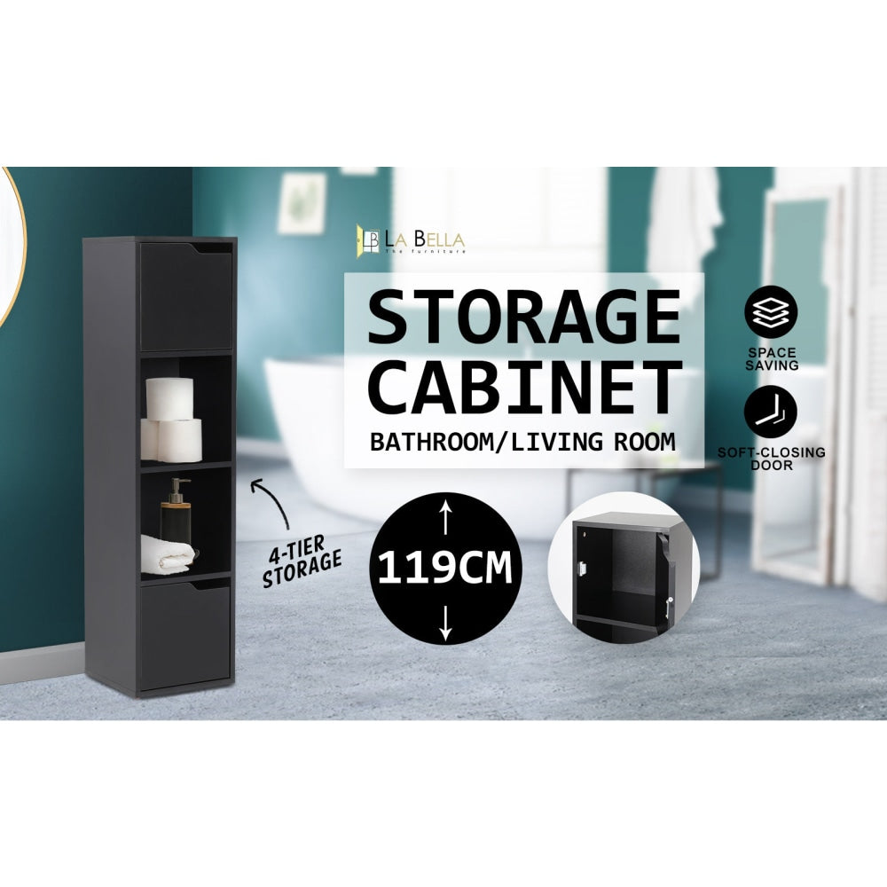 La Bella 119cm Black Bathroom Storage Cabinet Tall Slim Fast shipping On sale