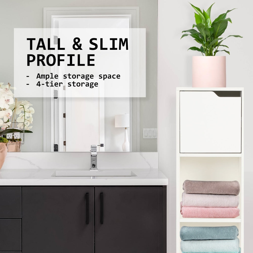 La Bella 119cm White Bathroom Storage Cabinet Tall Slim Fast shipping On sale