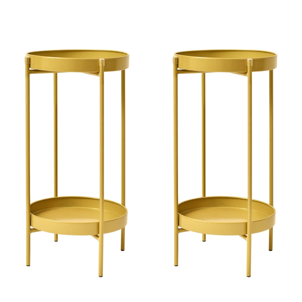 La Bella 2 Set 50cm Gold Plant Stand Planter Shelf Rack Tier Steel Outdoor Decor Fast shipping On sale