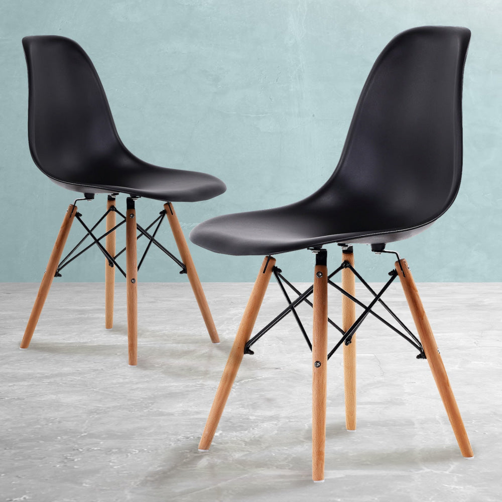 La Bella 2 Set Black Retro Dining Cafe Chair DSW PP Fast shipping On sale