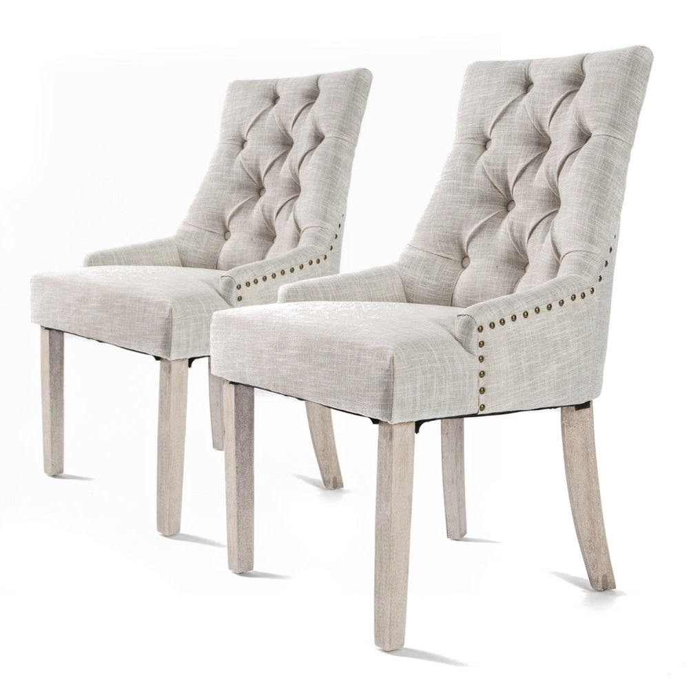 La Bella 2 Set Cream French Provincial Dining Chair Amour Oak Leg Fast shipping On sale