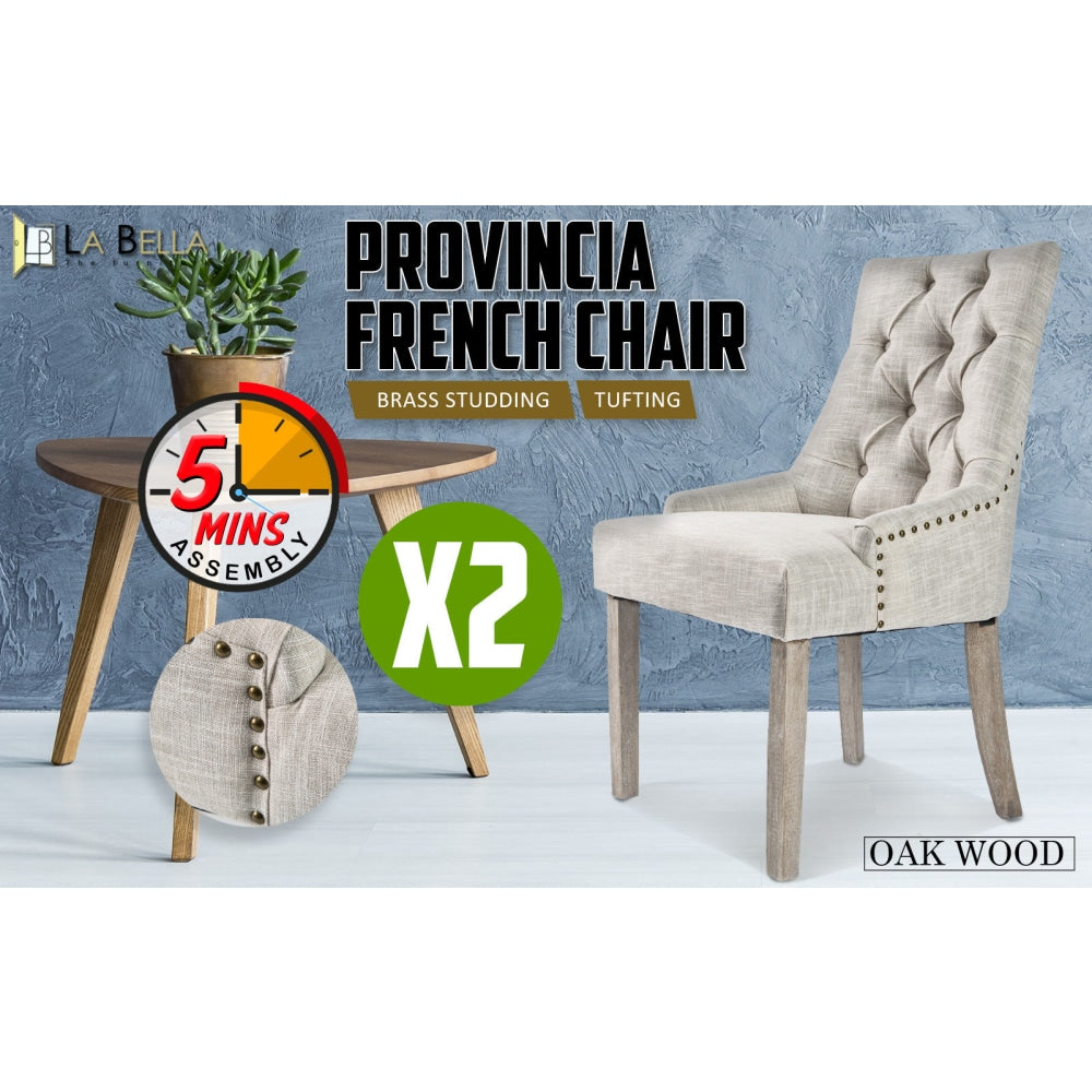 La Bella 2 Set Cream French Provincial Dining Chair Amour Oak Leg Fast shipping On sale