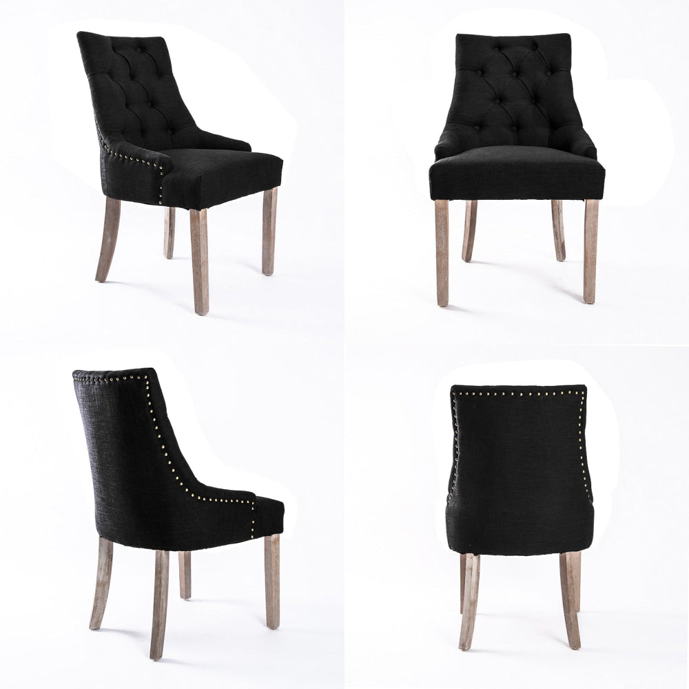 La Bella 2 Set Dark Black French Provincial Dining Chair Amour Oak Leg Fast shipping On sale