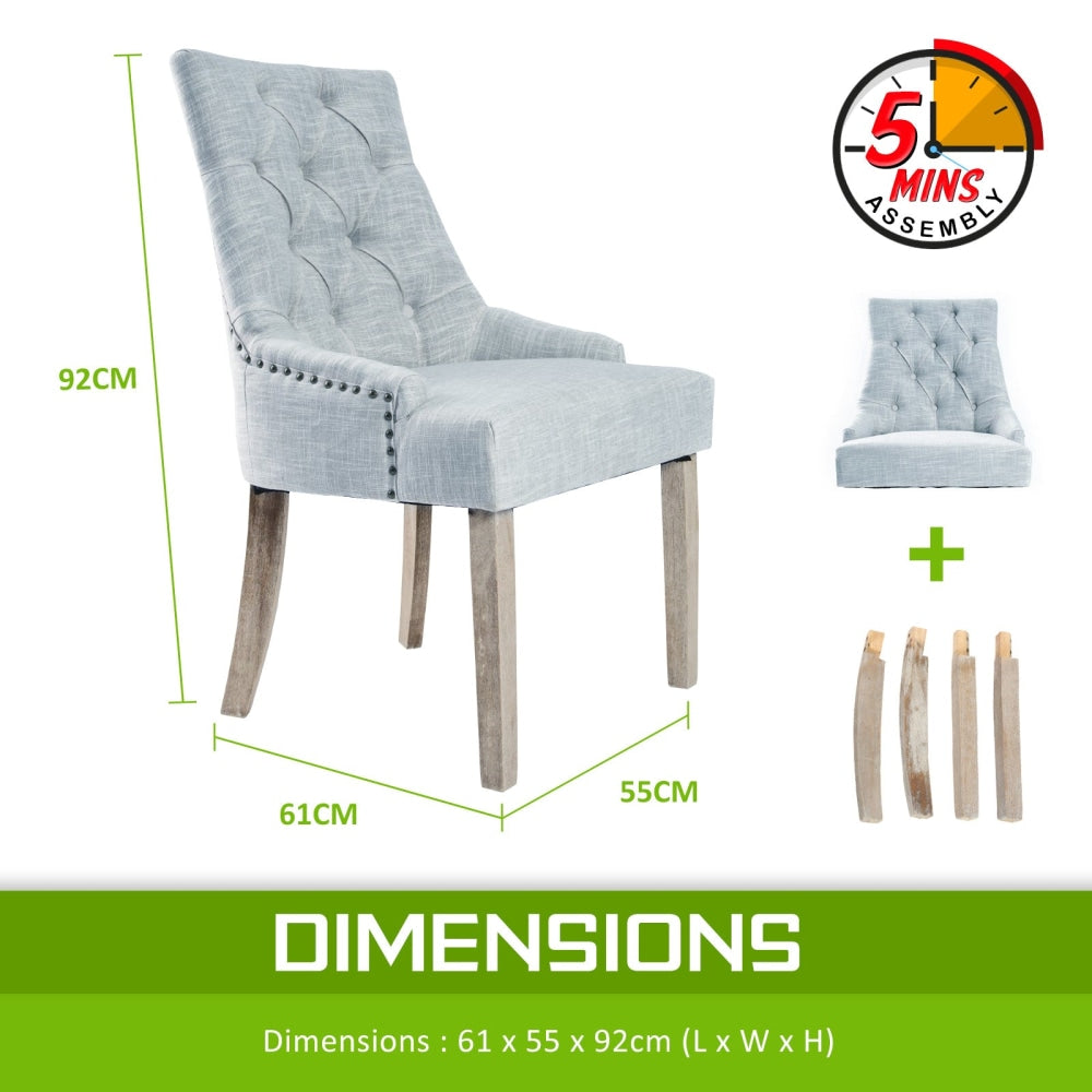 La Bella 2 Set Grey French Provincial Dining Chair Amour Oak Leg Fast shipping On sale