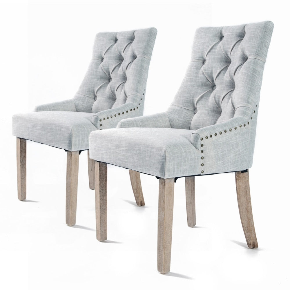 La Bella 2 Set Grey French Provincial Dining Chair Amour Oak Leg Fast shipping On sale