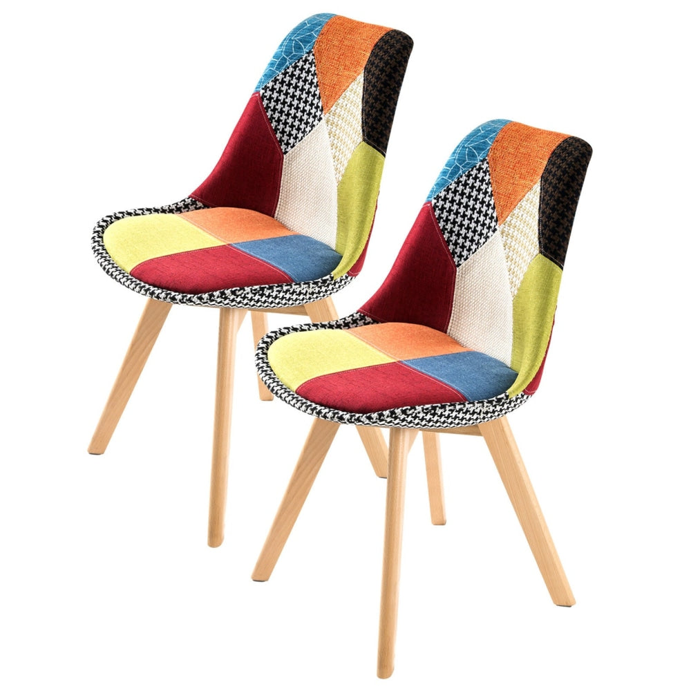 La Bella 2 Set Multi Colour Retro Dining Cafe Chair Padded Seat Fast shipping On sale